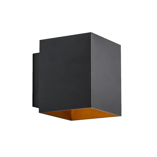 2er-Set Design-Wandleuchten schwarz und gold quadratisch - Sola