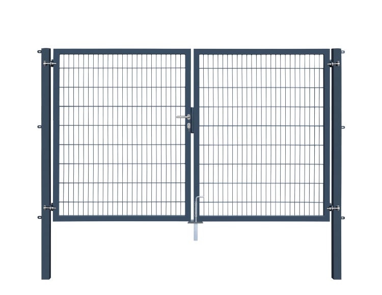 Doppelflügeltor aus Metall mit Gitterfüllung