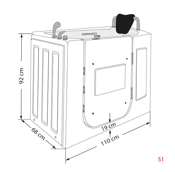 Sitzbadewanne Senioren Sitzwanne mit Tür S08-B-R 110x68cm