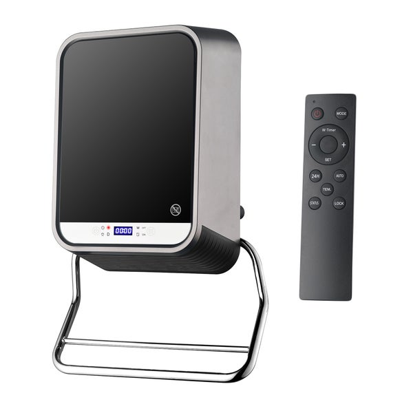 Marmorkamin mit Fernbedienung auf einem Handtuchhalter