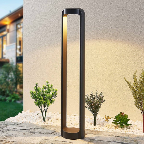Lucande LED Außenleuchte Habsa (Modern) in Schwarz aus Aluminium (1 flammig, ) - Wegeleuchte Pollerleuchte Wegelampe Sockelleuchte