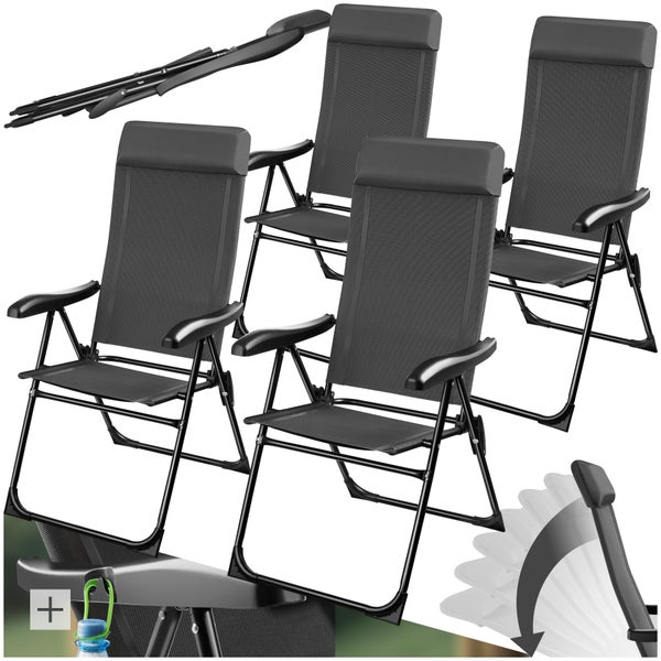 Campingstuhl tectake Müritz Belastbarkeit 120 kg, 57 x 65 x 112 cm klappbar anthrazit