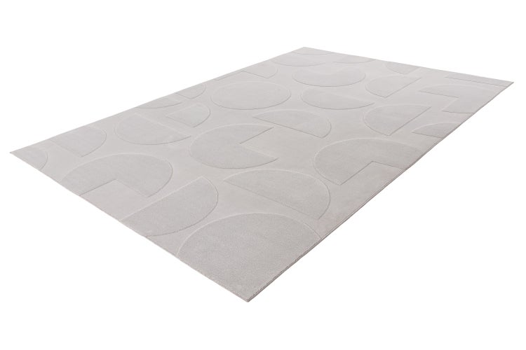Rechteckiger Teppich mit geometrischem Halbkreis Muster in Hochtief Struktur