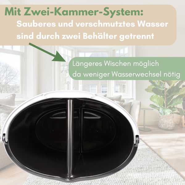 Wischeimer 18 L (2x9 L) Putzeimer mit Presse Zweikammer Zweigeteilter Eimer Bodenwischer Wischeimer mit Auswringfunktion Auswringer