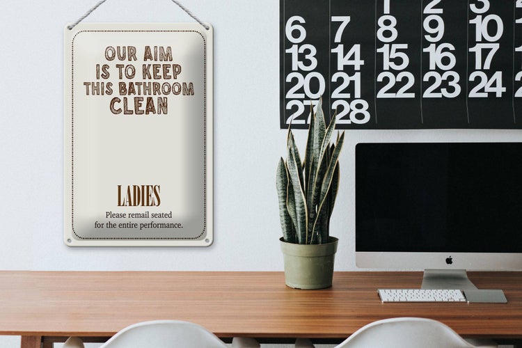Blechschild Spruch Keep this bathroom clean 20x30cm