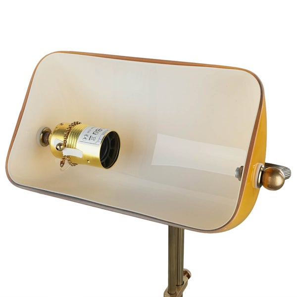 Tischleuchte mit rechteckigem Lampenschirm und Fassung