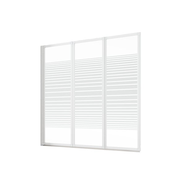 Dreiteilige Duschwand mit horizontalen Streifen