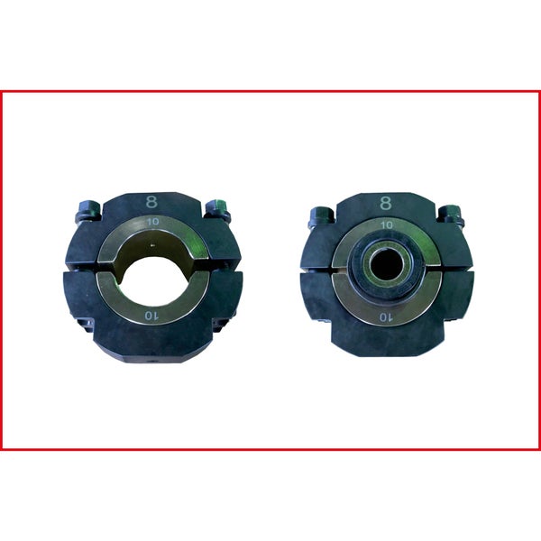 Zwei Rohrschellen mit den Größenangaben acht und zehn