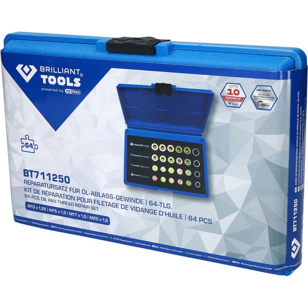 BRILLIANT TOOLS Reparatursatz für Öl-Ablassschrauben-Gewinde 64tlg. - BT711250