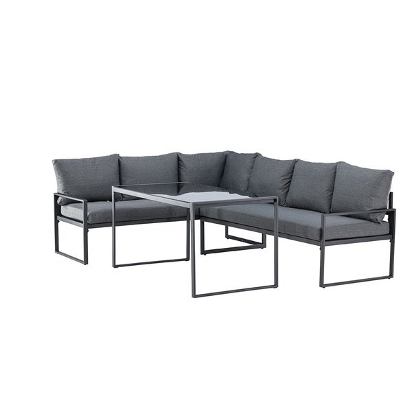 Zingaro Loungeset 1 Ecksofa, 1 Esstisch schwarz. 70 X 135 X 67 cm