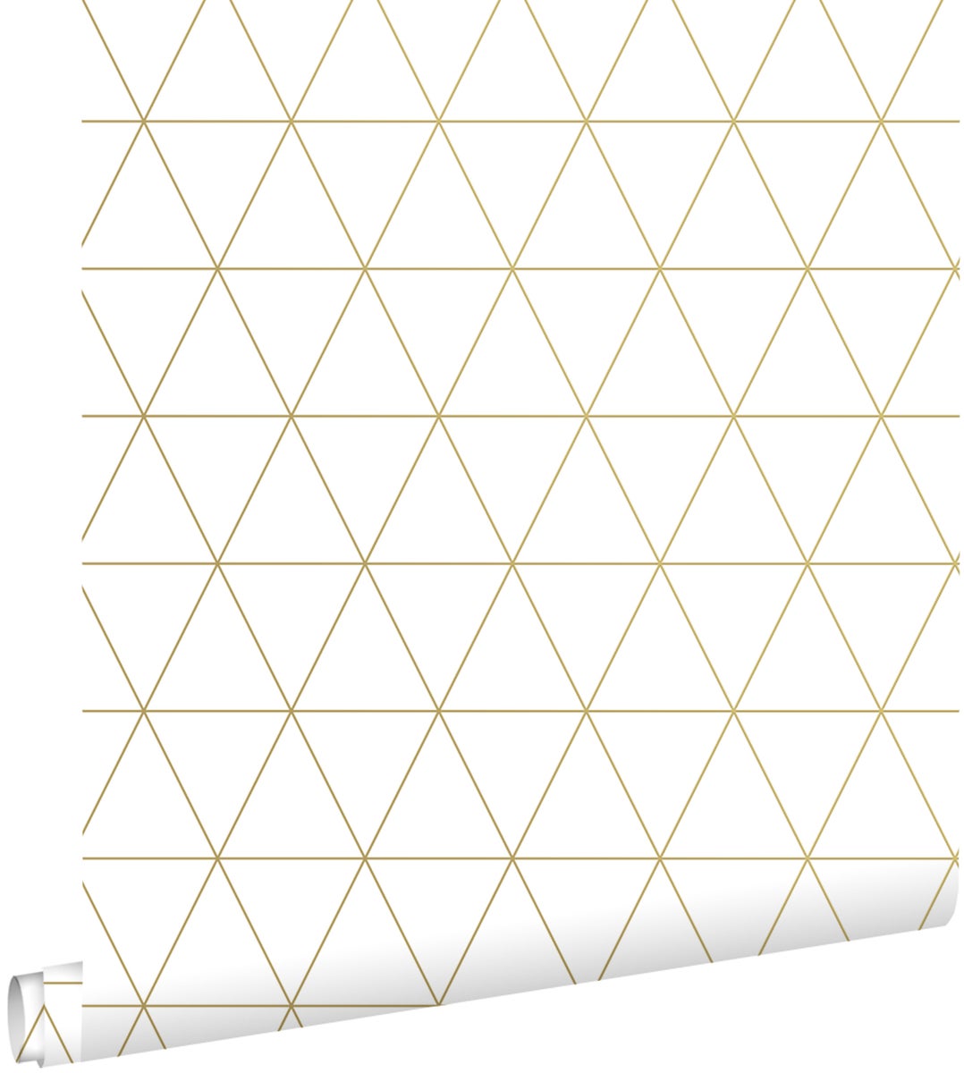 ESTAhome Tapete grafische Dreiecke Weiß und Gold - 0,53 x 10,05 m - 139147