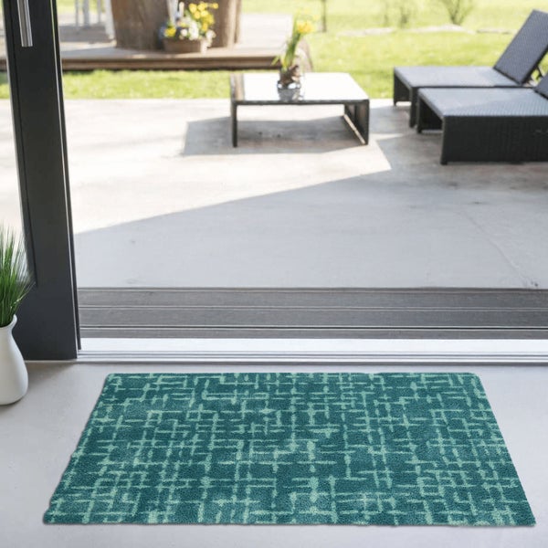 Akzente Feel Badematte mit Motiv in Aqua Blau Fußmatte 70 x 100 cm, rutschfest, saugfähig