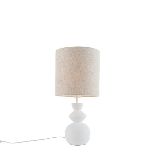 Design-Tischleuchte weißer Stoffschirm lichtgrau 25 cm - Alisia