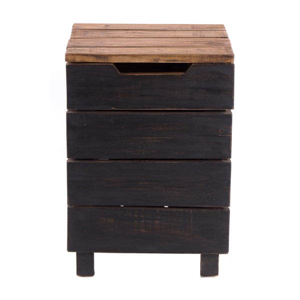 Wäschekorb STORAGE 50 Massivholz, klappbarer Deckel 04 schwarz-natur