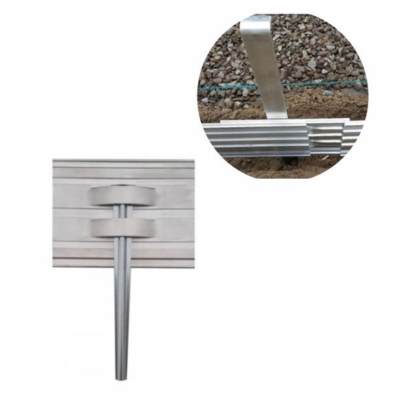 Detailansicht eines Metalleinfassungs-Systems für den Gartenbau