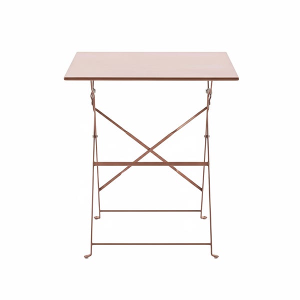 Klappbarer Gartentisch aus Metall, rechteckig, Altrosa.