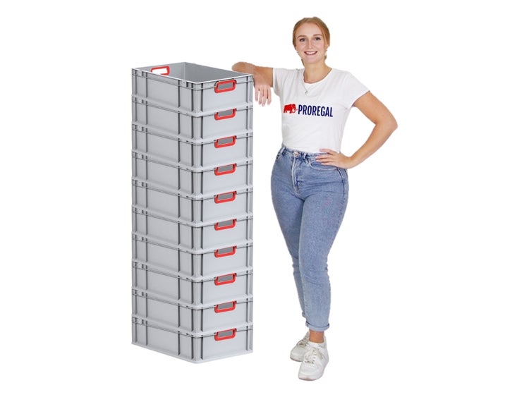 PROREGAL Eurobox Nextgen Color HxBxT 17 x 40 x 60 cm 34 Liter Griffe Rot Offen Glatter Boden Eurobehälter Transportbox