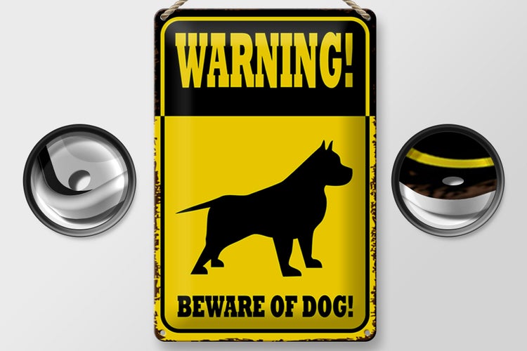 Blechschild Spruch 20x30cm Hund Warning beware of dog