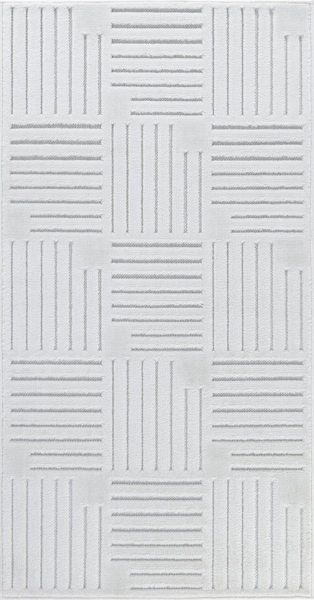 Moderner Skandinavischer Teppich für Innen-/Außenbereich - Weiß - 80x150cm - MIDORI