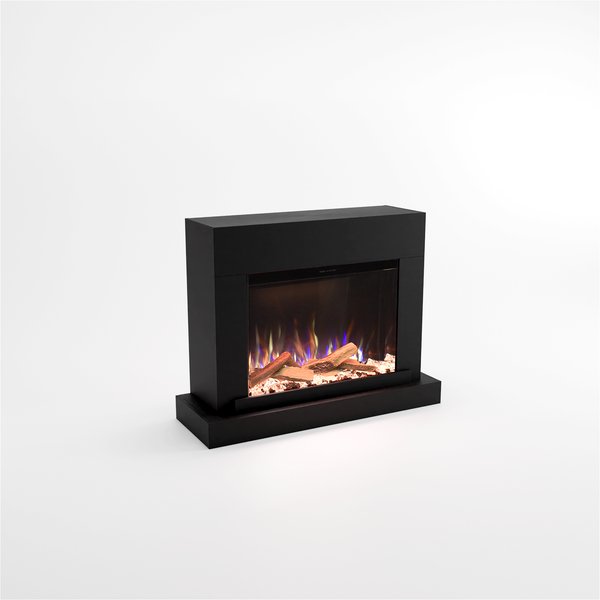 Glow Fire Elektrokamin 'PR4' | LED Standkamin in schwarz mit Heizung (1500 W) | HxBxT: 126x97x43 cmcm
