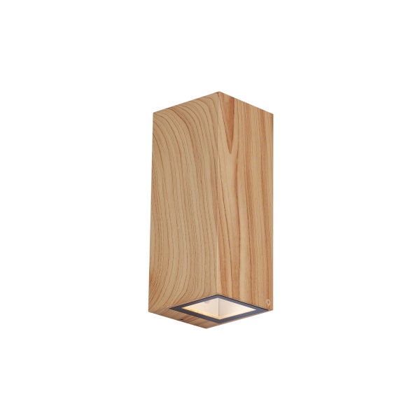 Rechteckige Wandleuchte aus Holz.