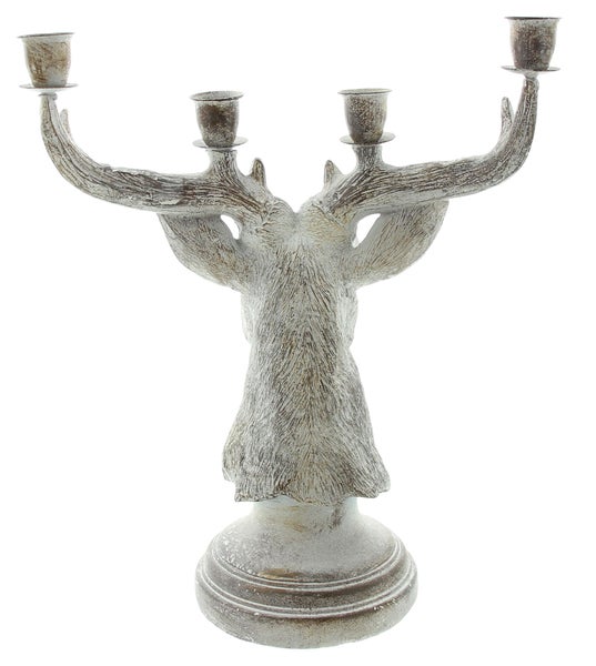 Kerzenständer mit Hirschkopf und vier Armen