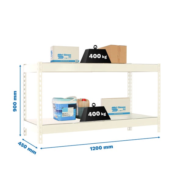 PROREGAL Schwerlastregal Mini Metal Yeti Two HxBxT 90x120x45 cm Fachlast 400 kg Weiß