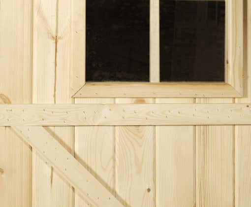 Alpholz Gerätehaus Luzern Gerätehaus aus Holz, Geräteschrank mit 19 mm Wandstärke, Gartenhaus mit Montagematerial, Naturbelassen 2,9x2,9m