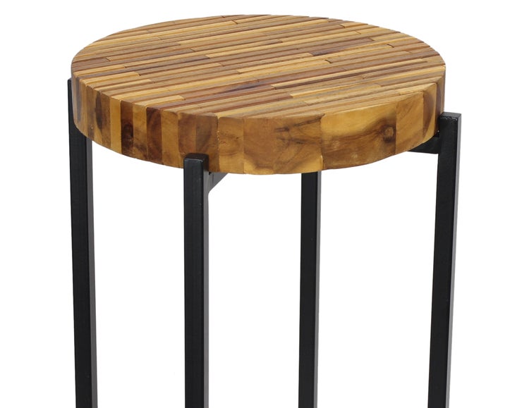 FRANK FLECHTWAREN|Pflanzenständer Industrial, Ø 33 x 79 cm, HOLZ, METALL