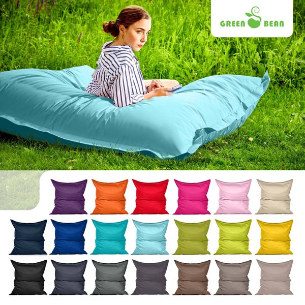 Green Bean Sitzsack XXL 140x180cm 380 Liter Kinder & Erwachsene Bean Bag EPS Perlen Füllung Riesensitzsack Groß Draußen Outdoor Liegekissen Waschbar Wetterfest Lounge Sitzkissen Bodenkissen Aquamarin