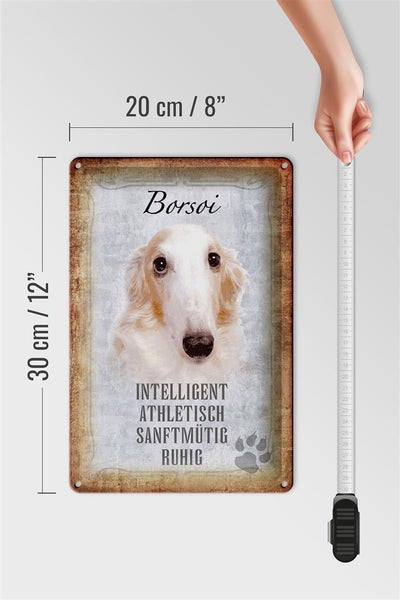 Blechschild Spruch 20x30cm Borsoi Hund athletisch Schild