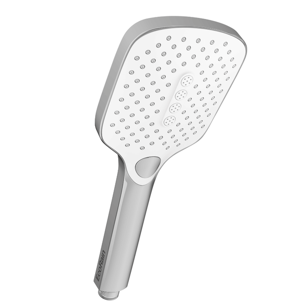 EcoRain Wasserspar Duschkopf Mark Quadratisch 12 CM mit Wasserfilter Chrom - 50% wassersparender Handbrausekopf -Handbrause - 5 Sprühstufen Regenbrause - Universal-Regenbrausekopf -Anti-Kalk-Duschkopf