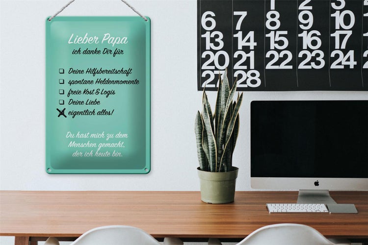 Blechschild Spruch 20x30cm Lieber Papa ich danke Schild