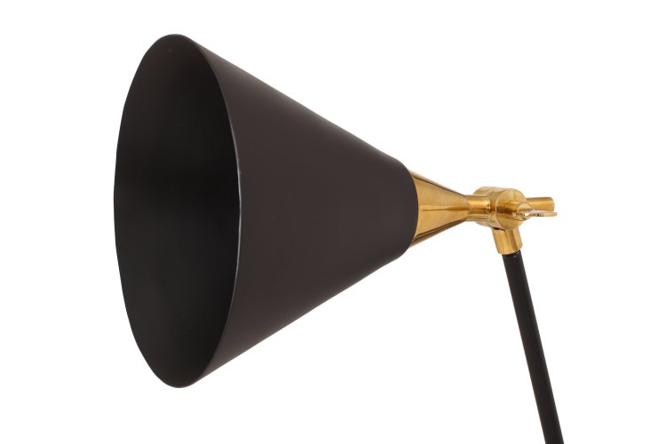 Design Tischlampe Schwarz Gold, Lampe mit Kegel Schirm | Wohnzimmer Esszimmer Leuchte