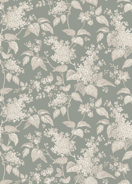 Borastapeter Tapete Blumen Blaugrau und Rosa - 53 cm x 10.05 m - 662669
