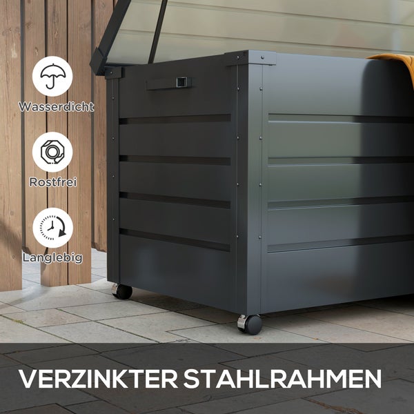 Gartenbox aus verzinktem Stahl mit Rollen. Wasserdicht, rostfrei und langlebig. Verzinkter Stahlrahmen.