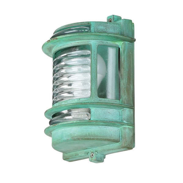 Grüne Wandleuchte im maritimen Stil mit klarem Glas