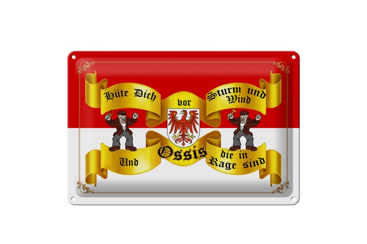 Blechschild Spruch 30x20cm hüte dich vor Sturm Wind Ossis Brandenburg