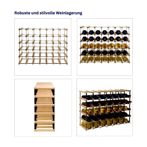 PROREGAL Modulares Weinregal Vinotega Mod Metal HxBxT 52,5 x 72,5 x 24,5 cm 7 x 5 Flaschen Massives Kiefernholz Braun Geölt