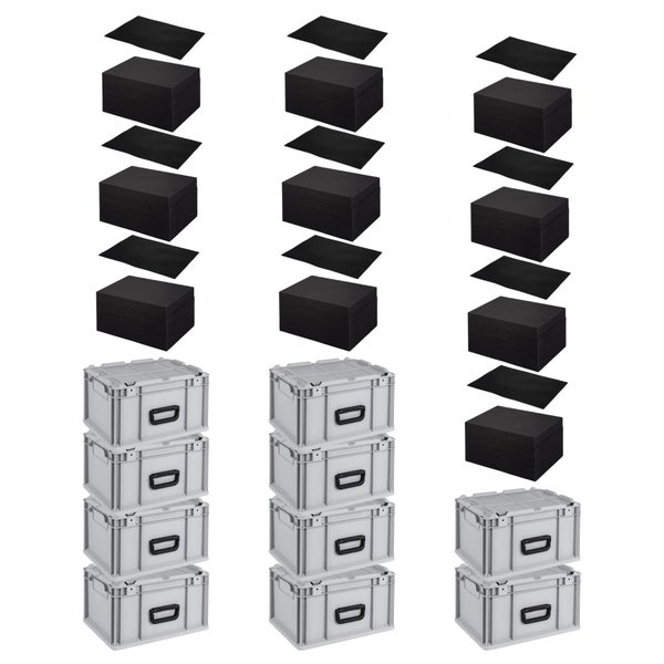PROREGAL SparSet 10 x Eurobox NextGen Portable Mit Rasterschaumstoff und Schaumstoffeinlage HxBxT 23,5 x 30 x 40 cm 20 Liter Eurobehälter Transportbox