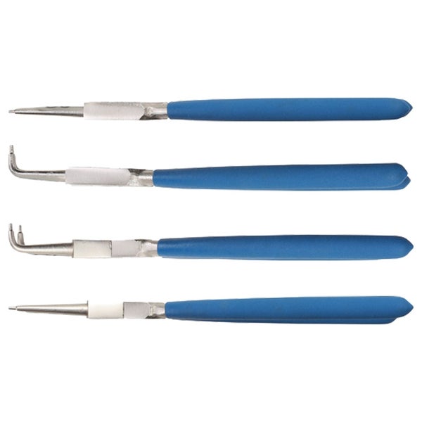 Set mit vier Präzisionswerkzeugen mit blauen Griffen