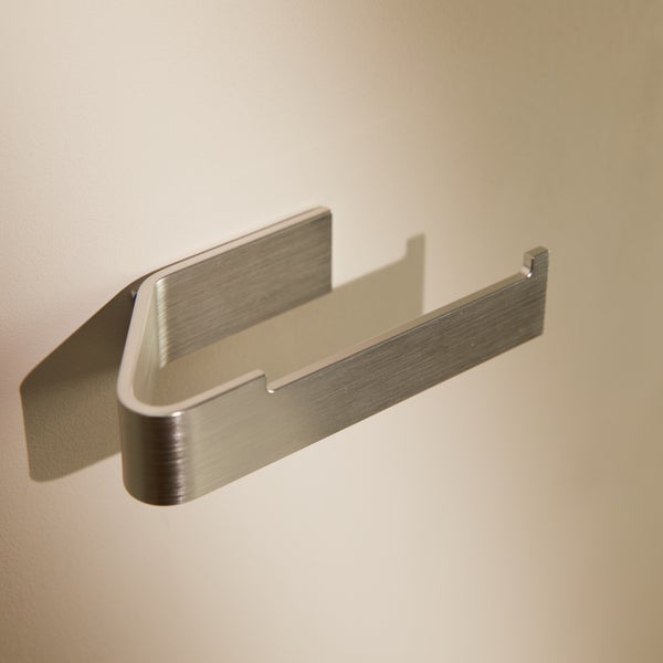 Designfabrik Hamburg Toilettenpapierhalter ohne Bohren Silber Gebürstet 17cm