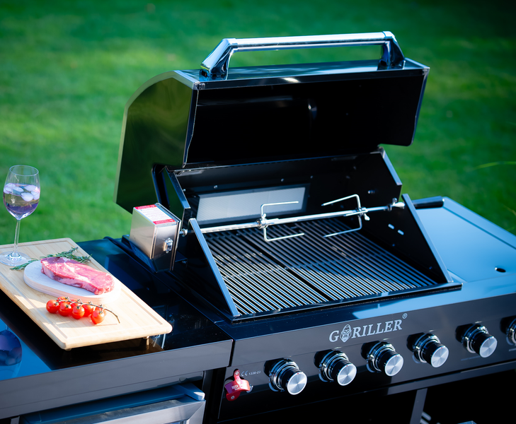 GORILLER® Grillmaster FUSION LITE Rockster - Edelstahl/Schwarz - vormontiert, 230x58x90cm,  Inkl. Granit