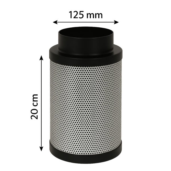 Aktivkohlefilter, 20 Zentimeter hoch und 125 Millimeter Durchmesser
