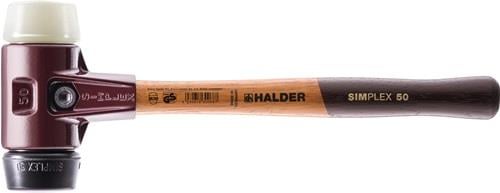 Halder SIMPLEX-Schonhammer mit Stahlgussgehäuse und Holzstiel Ø 60 mm Gummikoposition / Nylon - 3028.060