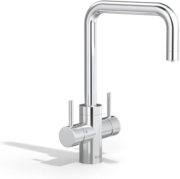 BRITA Küchenarmatur yource pro select in Chrom und Eckig inkl. 1 x yource CO2-Zylinder und 1 x BRITA P 3000-S Filterkartusche – Küchenarmatur zum Filtern und Sprudeln von Wasser direkt aus der Leitung