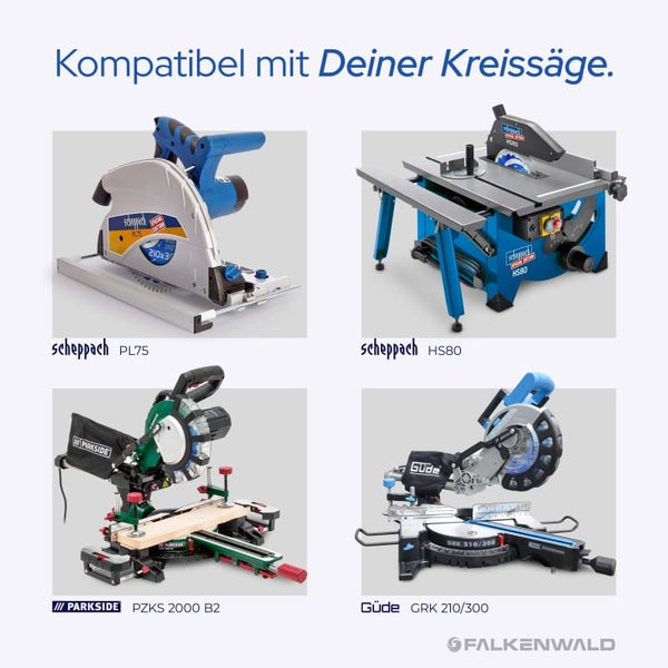 FALKENWALD ® Sägeblatt 210x30 60 Zähne - Ideal für Holz, Metall & Alu - Multi Kreissägeblatt 210x30 - Kompatibel mit Bosch GTS 635-216 & Metabo KGS 216 M - 210 Sägeblatt