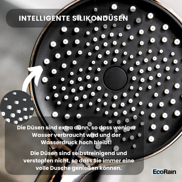 EcoRain 50% Wassersparendes Gleitstangen-Duschset Charly - 13 CM Handbrause und 15 CM Thermostatarmatur - Hoher Wasserdruck - Universeller Anschluss - Anti-Kalk Duschkopf - Chrom