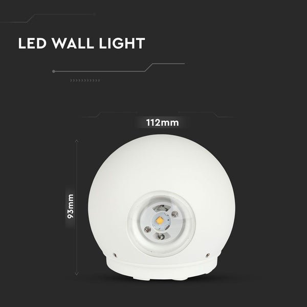 V-TAC VT-836-W-N - Runde LED-Wandleuchten - IP65 - Weiß - 4W - 476 Lumen - 4000K