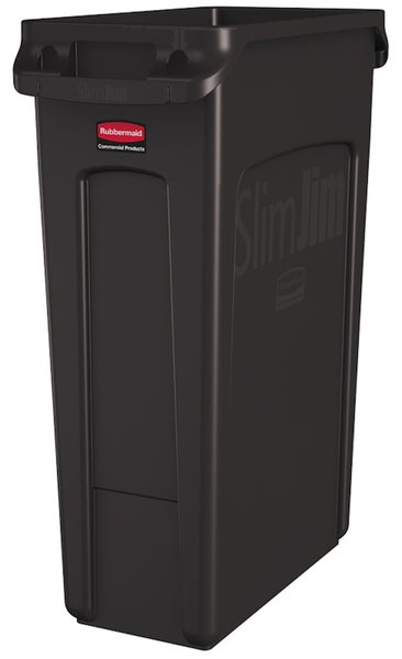 PROREGAL Rubbermaid Slim Jim Mülleimer Mit Belüftungskanälen 87 Liter HxBxT 76,2 x 28 x 56 cm Braun
